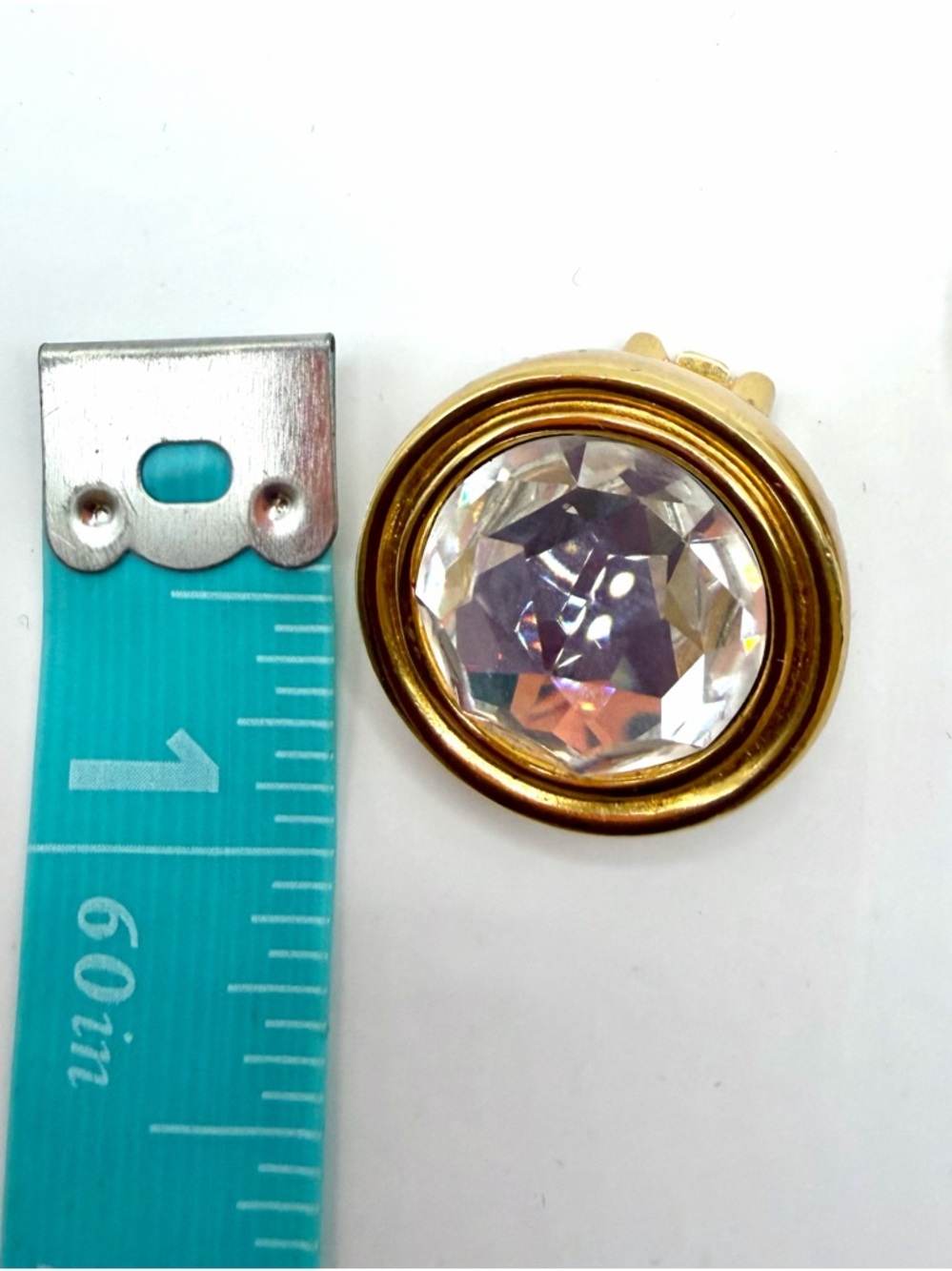 Vintage Dior Gold Tone Clip Statement Earrings with Iridescent Crystal Centers - Picture 10 of 10
